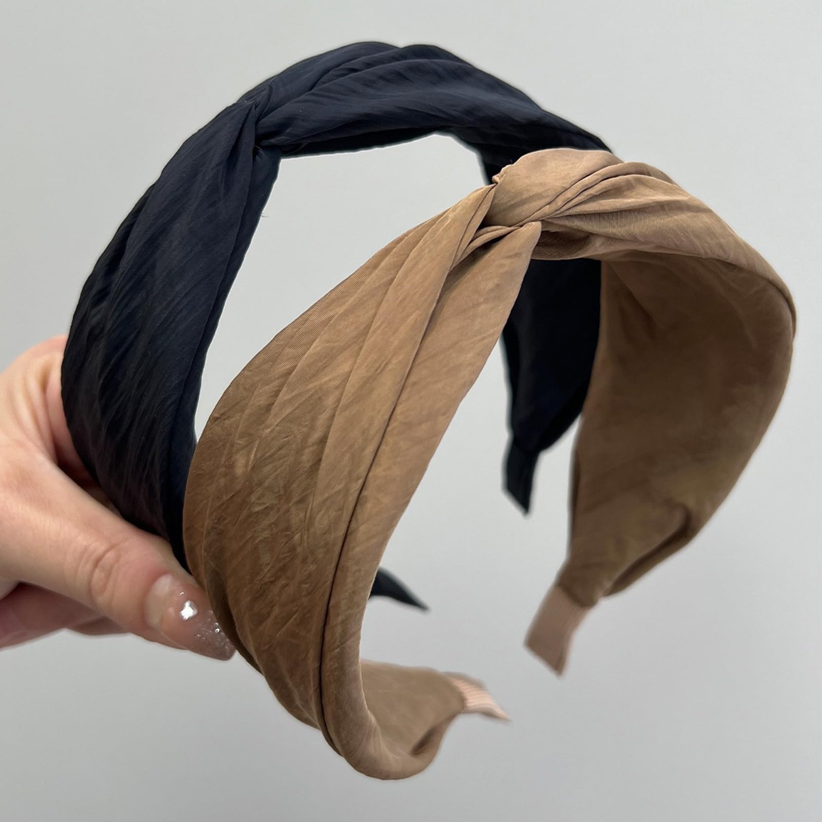 KOVOLITU 4 Pack Fashion Wide Knotted Headbands for Women & Girls | Non-Slip, Cross Knot, Neutral Colors
