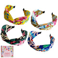 KOVOLITU 4-Pack Floral Leaves Headbands – Wide Knotted Cross-Knot Hair Bands for Women