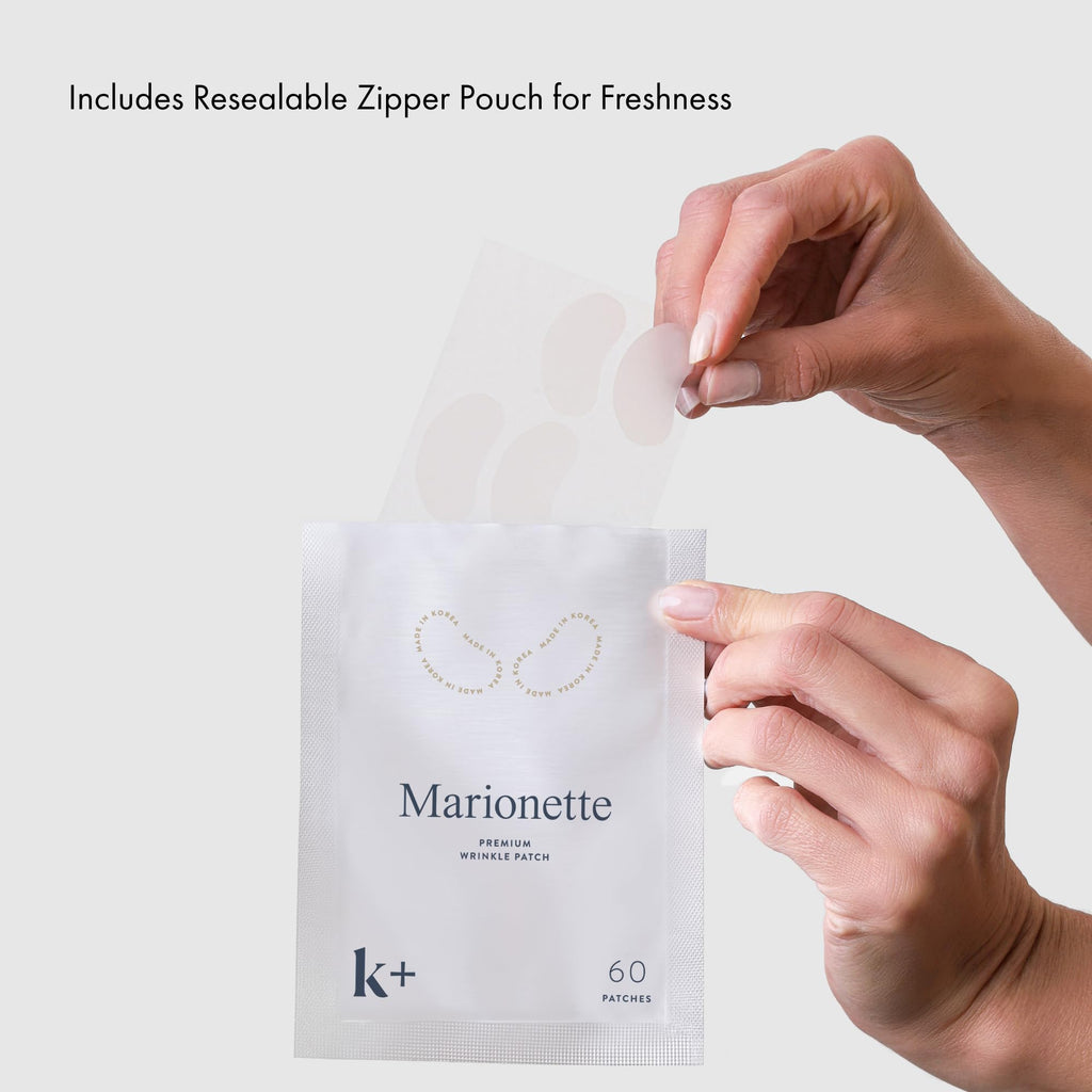 KPLUS K+ Wrinkle Patches for Marionette & Smile Lines – Korean Overnight Mindful-Aging Facial Stickers (60 Count)