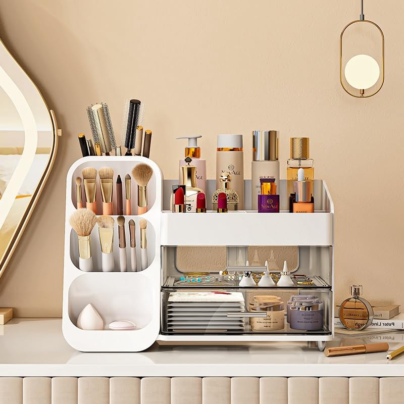 KQJS Makeup Organizer with Drawers – Large Capacity Vanity Storage