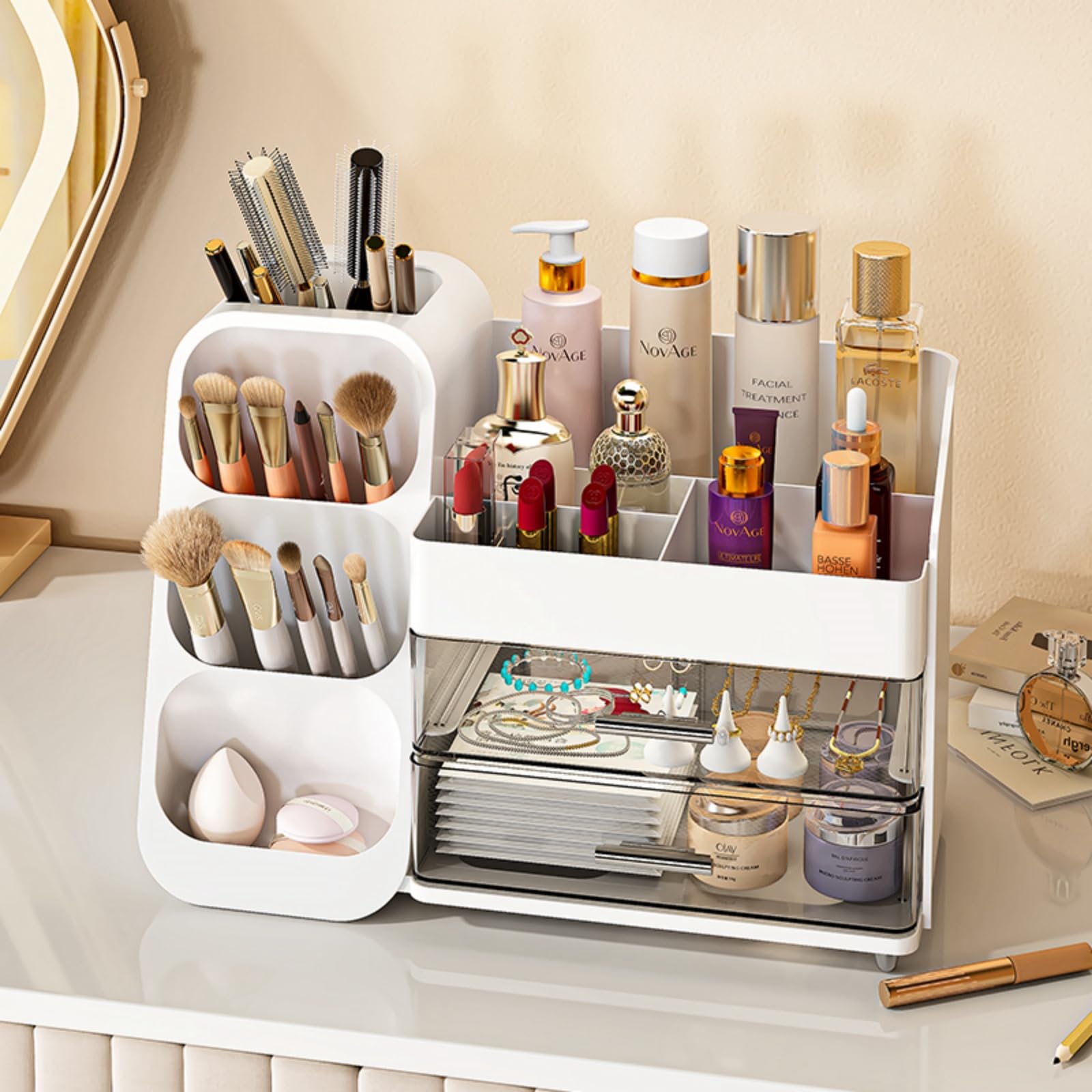 KQJS Makeup Organizer with Drawers – Large Capacity Vanity Storage