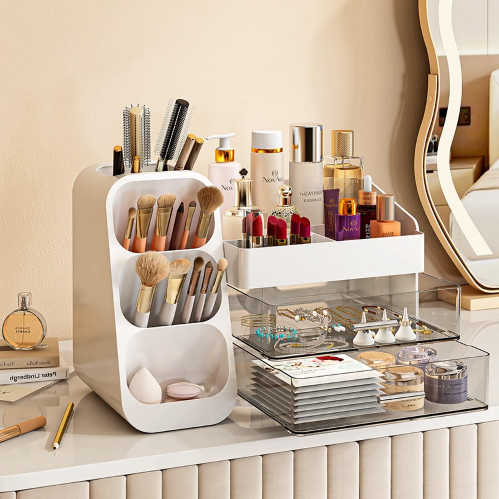 KQJS Makeup Organizer with Drawers – Large Capacity Vanity Storage