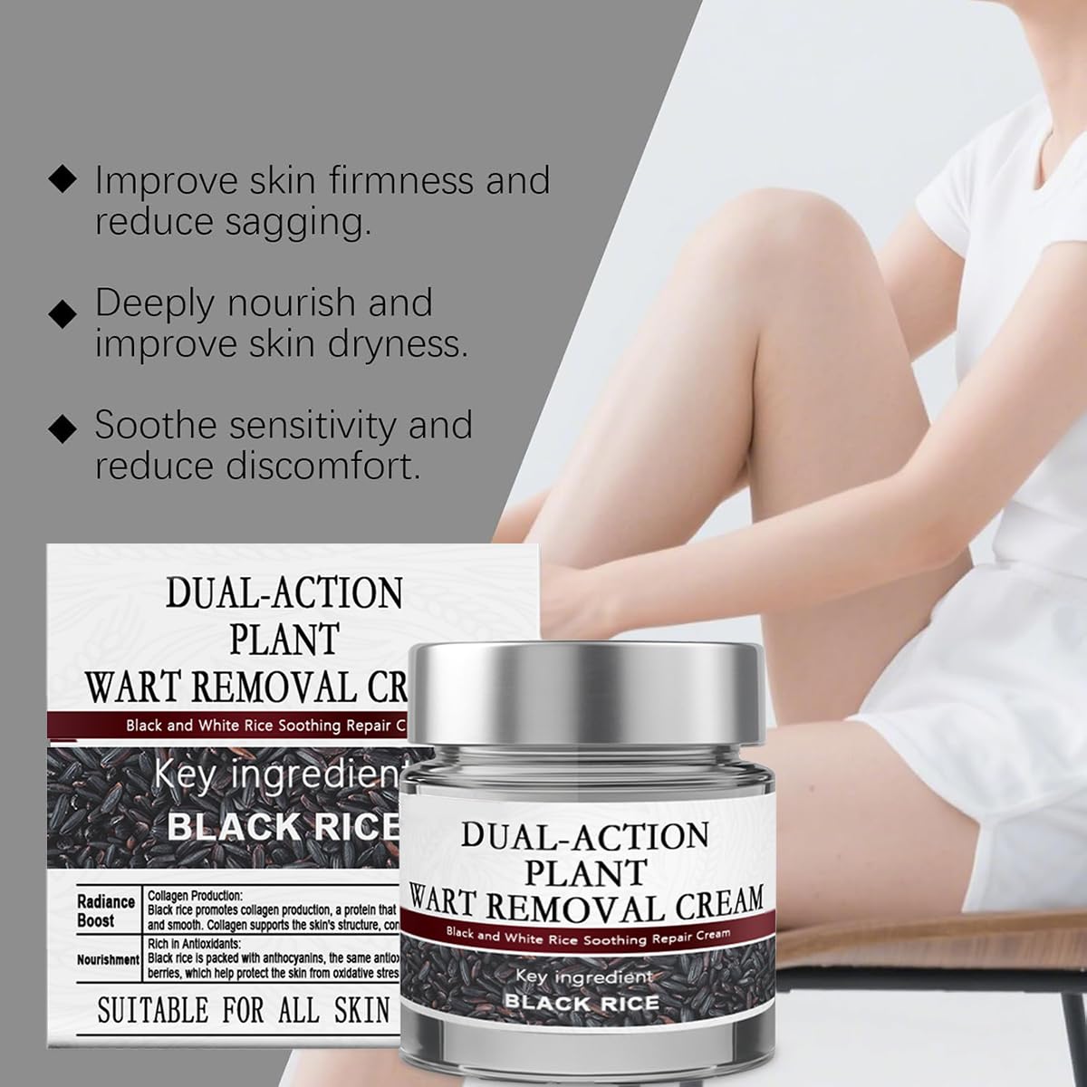 Krajiyya KeraErase Dual-Action Renewal Cream – Soothing Black & White Rice Repair, All Skin Types (2 pcs)