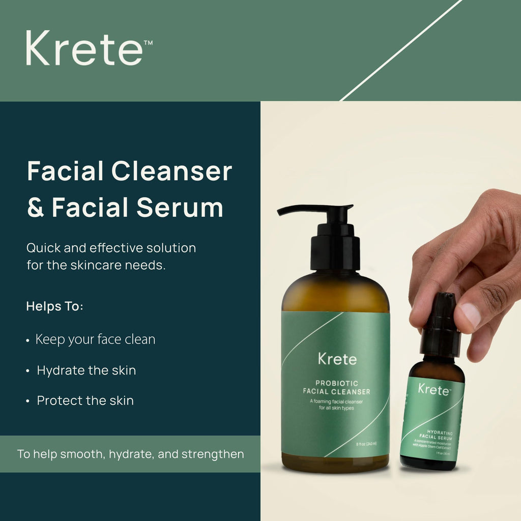 KRETE Probiotic Facial Cleanser — 30-Second Routine for Glowing, Balanced Skin | 8 oz