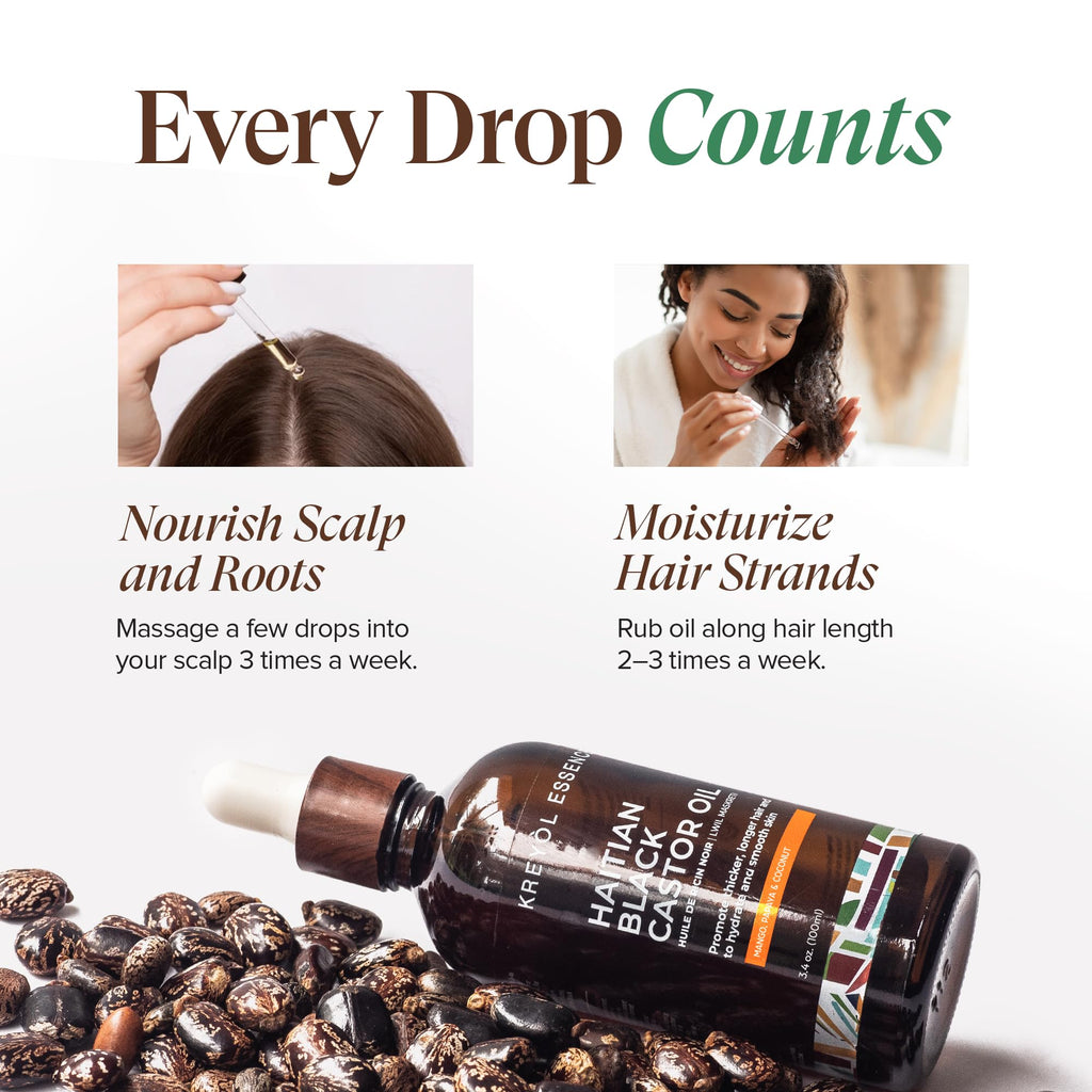 KREYÒL ESSENCE Haitian Black Castor Oil for Skin & Hair – Cold Pressed, Hexane Free, Mango Papaya & Coconut, 3.4 fl oz