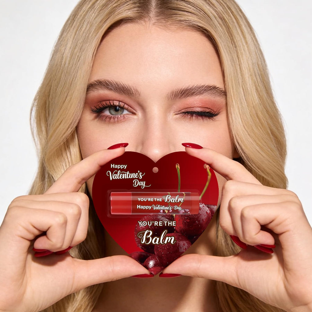 Kuabiz 30Pcs Valentines Lip Balm Bulk – Cherry Scent Gift Favors