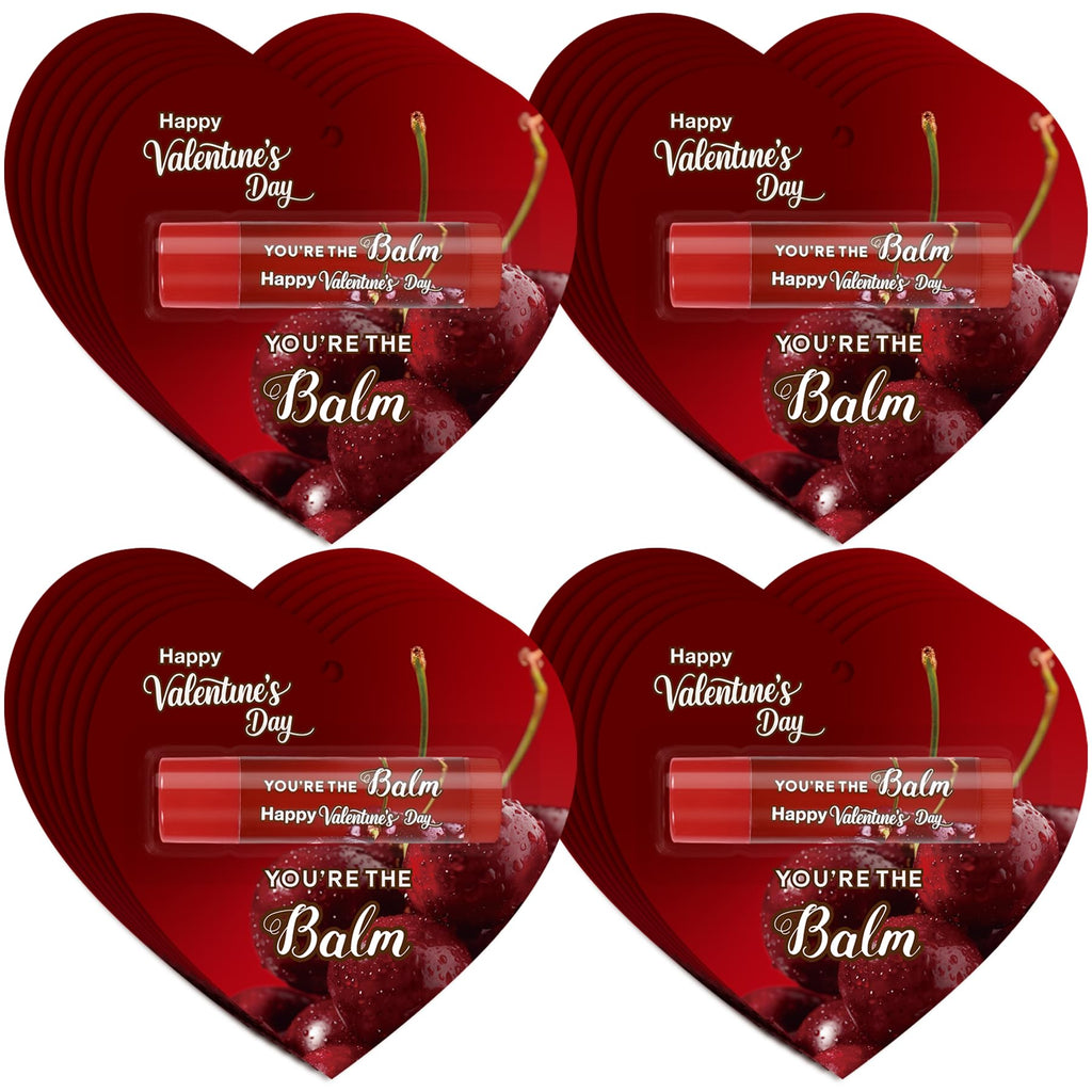Kuabiz 30Pcs Valentines Lip Balm Bulk – Cherry Scent Gift Favors
