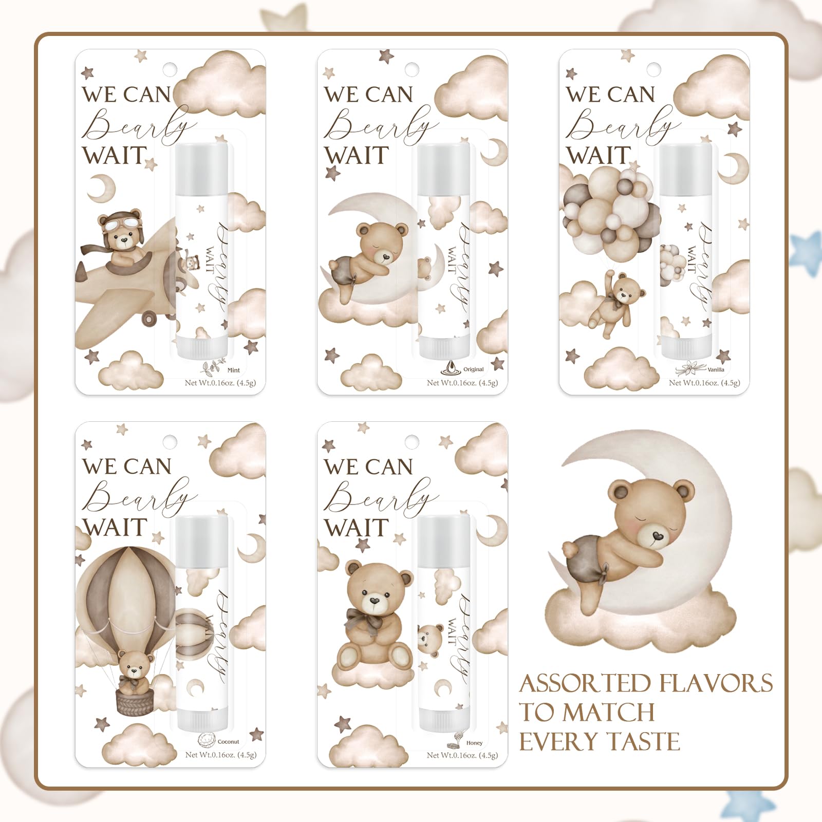 Kuabiz We Can Bearly Wait Lip Balms 30-Pack – Bear Party Favors