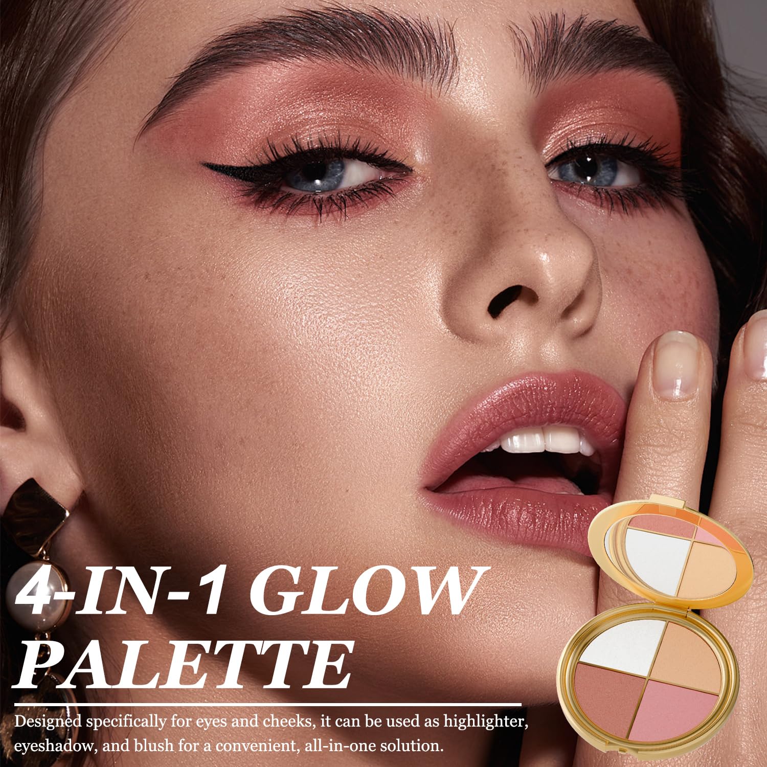 Kubot Eye & Cheek Palette – 4-in-1 Eyeshadow, Blush, Contour & Highlighter Kit