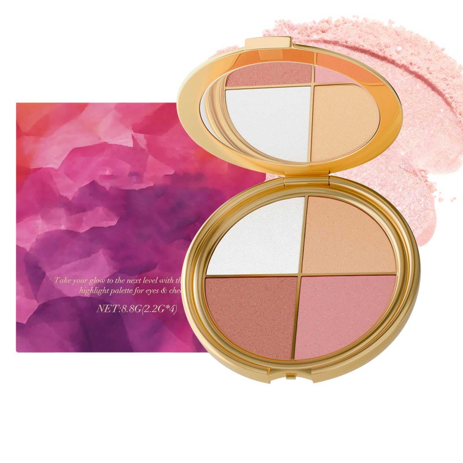 Kubot Eye & Cheek Palette – 4-in-1 Eyeshadow, Blush, Contour & Highlighter Kit