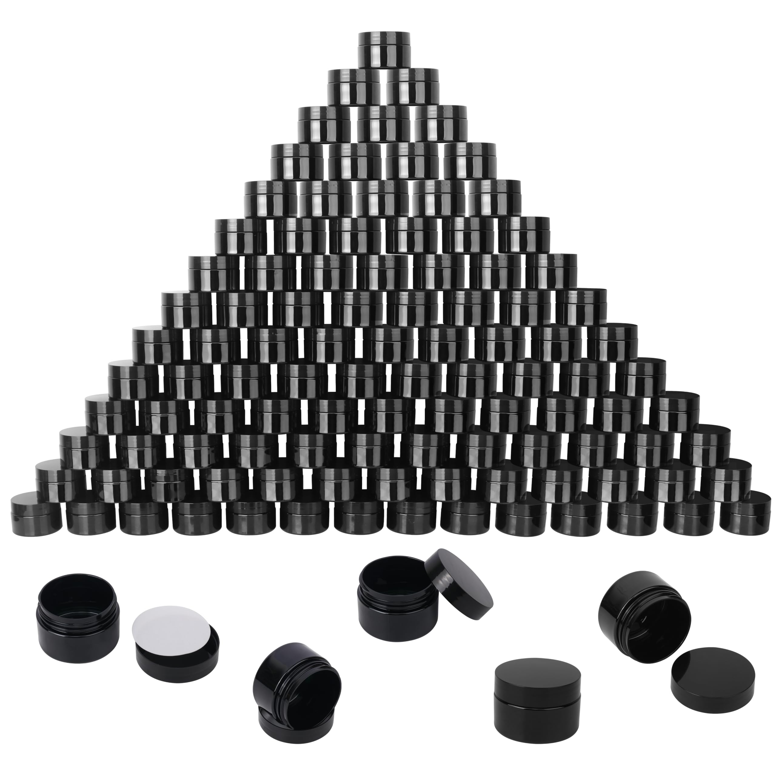 KUKLIPJIM 2 oz Black Plastic Jars with Lids | Multi-Purpose Cosmetic Containers & DIY Storage