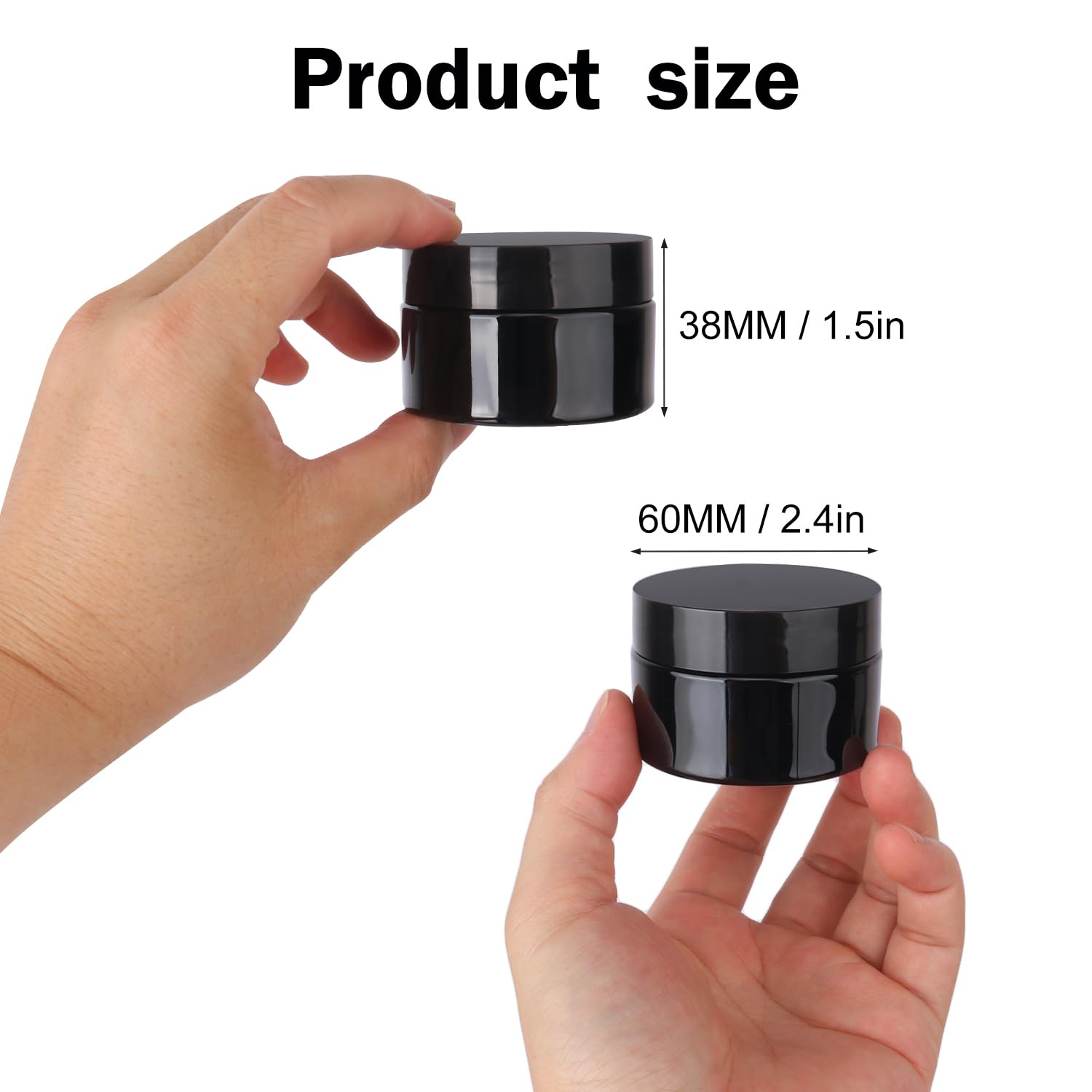 KUKLIPJIM 2 oz Black Plastic Jars with Lids | Multi-Purpose Cosmetic Containers & DIY Storage