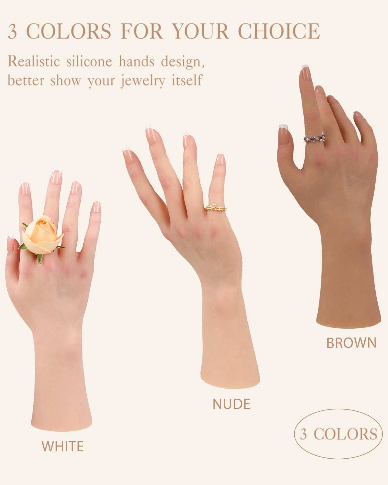 KUMIHO Realistic Silicone Female Hand with Skeleton – Jewelry Display & Tattoo Practice