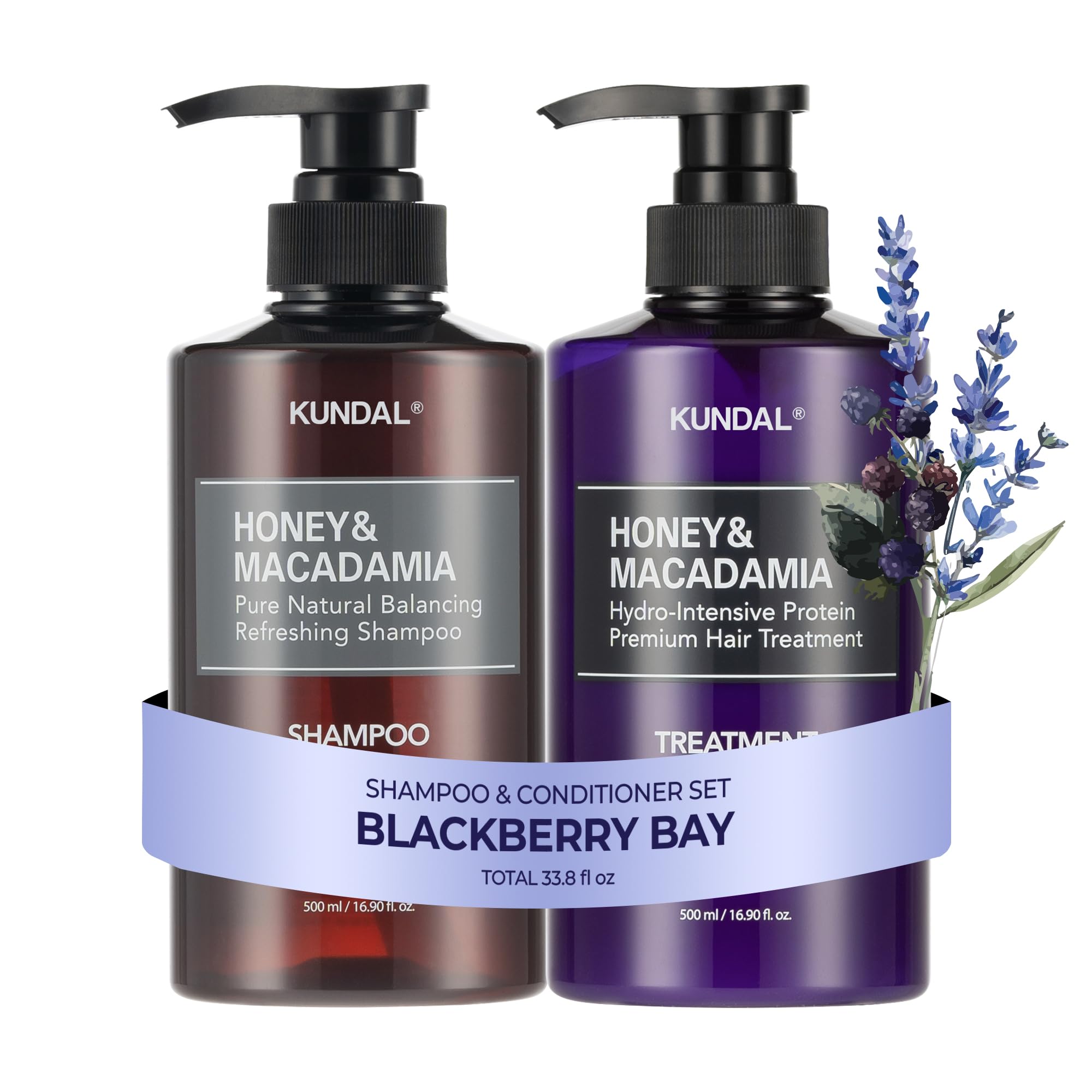KUNDAL Blackberry Bay Shampoo & Conditioner Set | Sulfate-Free, Argan & Macadamia Oil, 16.9 fl oz each