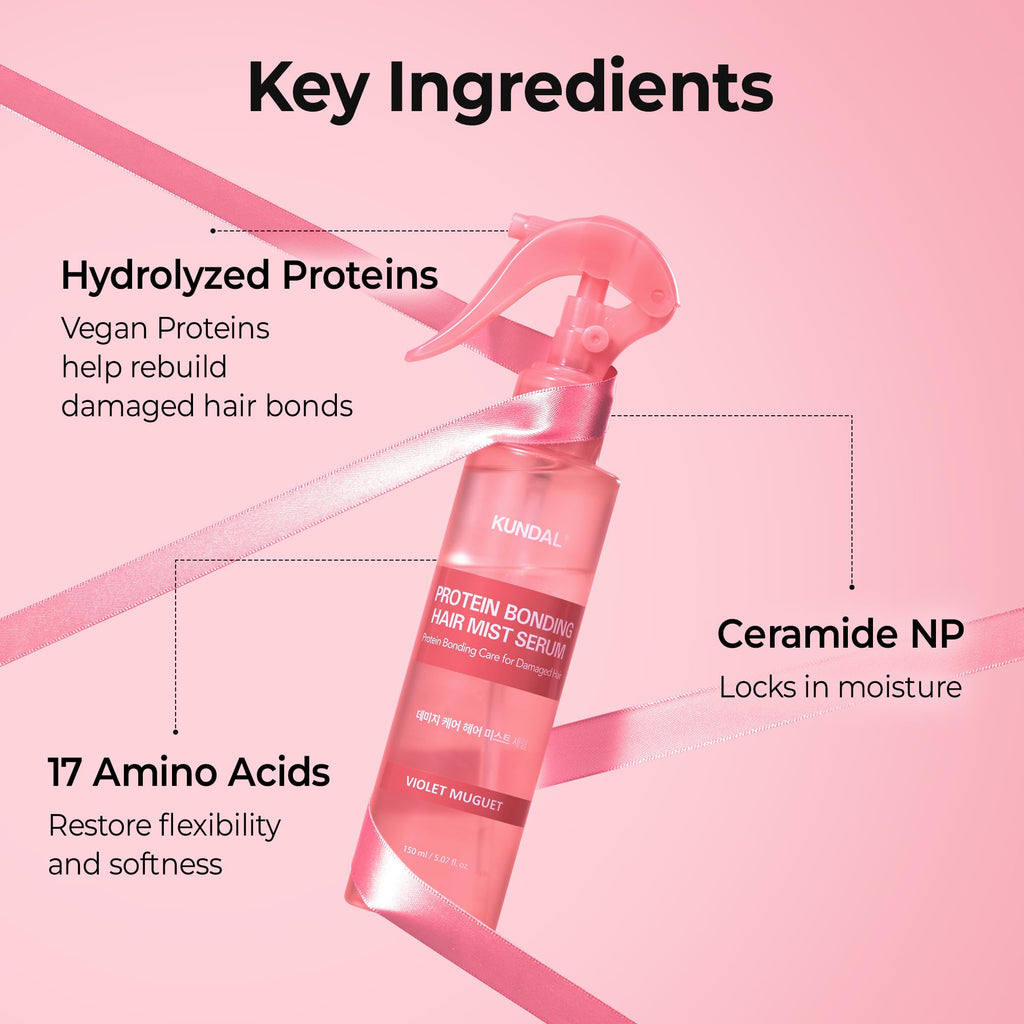 KUNDAL Hair Mist Serum | Vegan Protein Bonding, Heat Protection & Violet Muguet 150ml