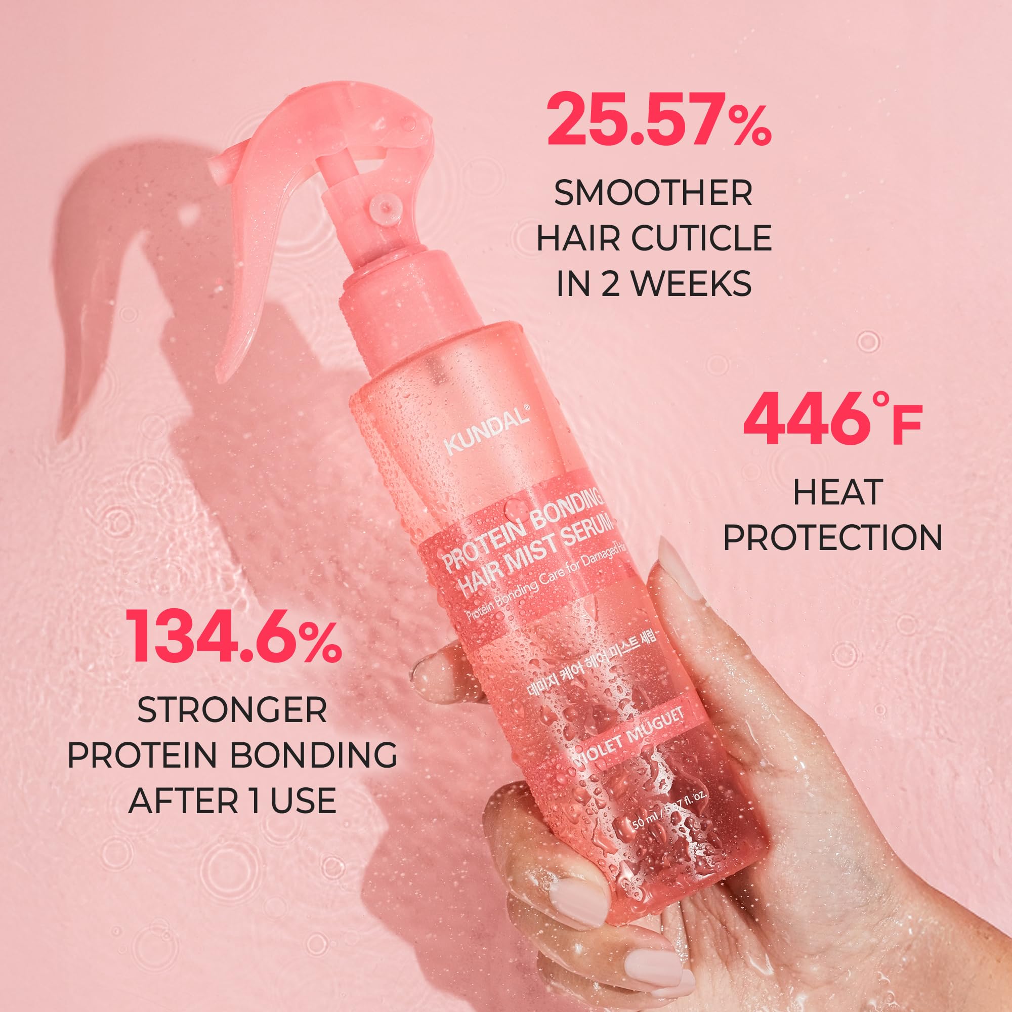 KUNDAL Hair Mist Serum | Vegan Protein Bonding, Heat Protection & Violet Muguet 150ml