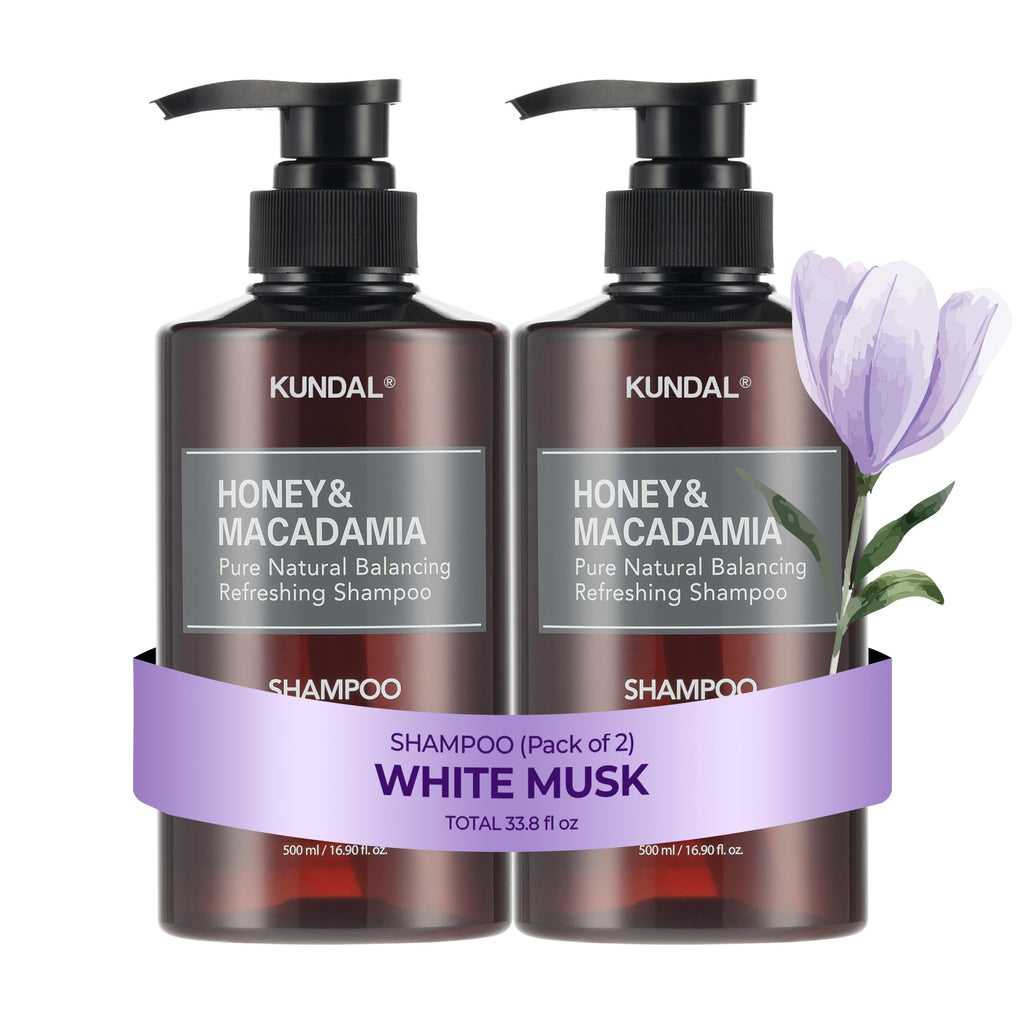 KUNDAL Honey & Macadamia Natural Shampoo with Argan Oil – White Musk, SLS-Free, Paraben & Sulfate Free, 16.9 fl oz x2 | Stocking Stuffers