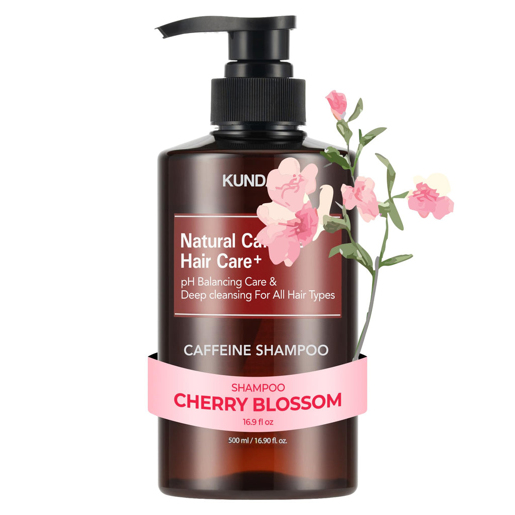 KUNDAL Korean Caffeine Scalp Shampoo Cherry Blossom – Sulfate-Free with Menthol, 16.9 Fl Oz – Stocking Stuffers