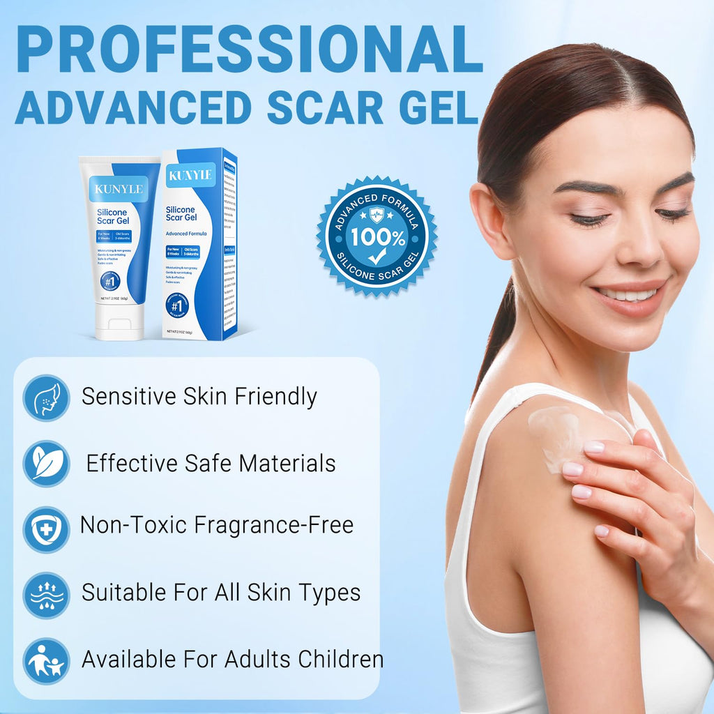 Kunyle Silicone Scar Gel – Advanced Scar Cream for Surgical Scars, Stretch Marks & Keloids | 2.11oz