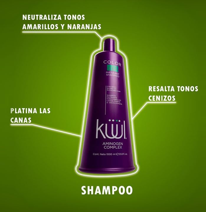KUUL Matizant Purple Shampoo 1000 ml – Neutralizes Yellow, Enhances Ash Tones, UV Protected