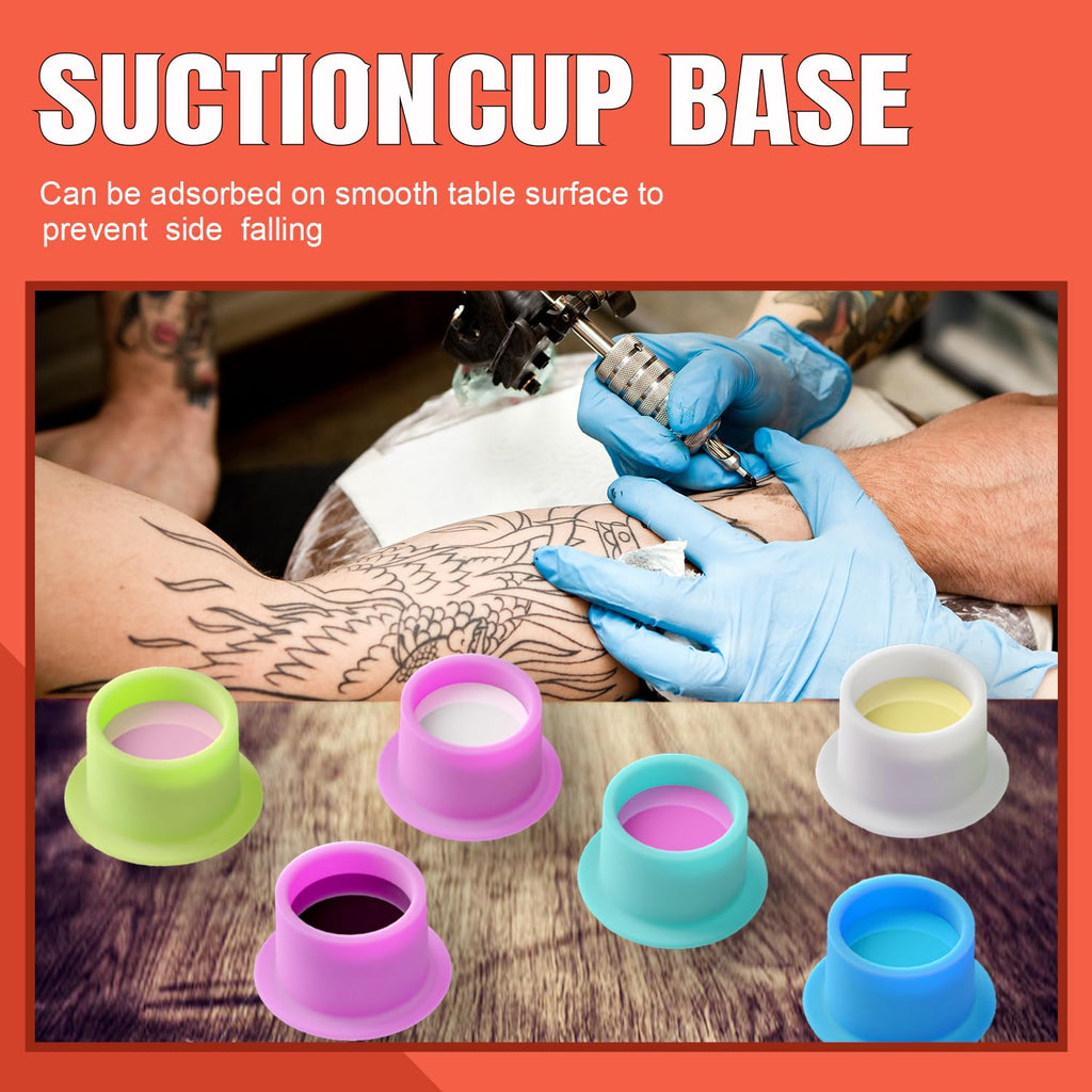 KVM 200pcs Disposable Silicone Tattoo Ink Cups — U‑Shaped Pigment Holders for Eyebrow, Eyeliner & Lip Color