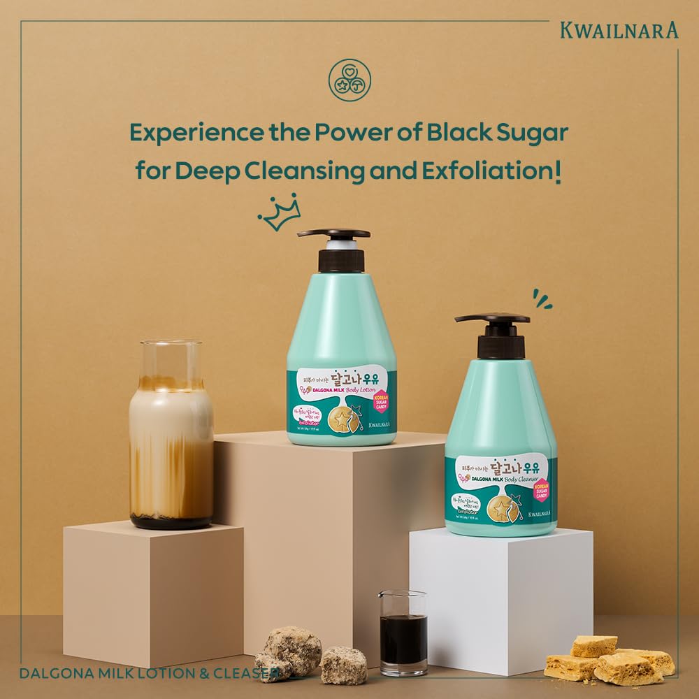 Kwailnara Dalgona Milk Body Wash – Exfoliating Black Sugar & Royal Jelly