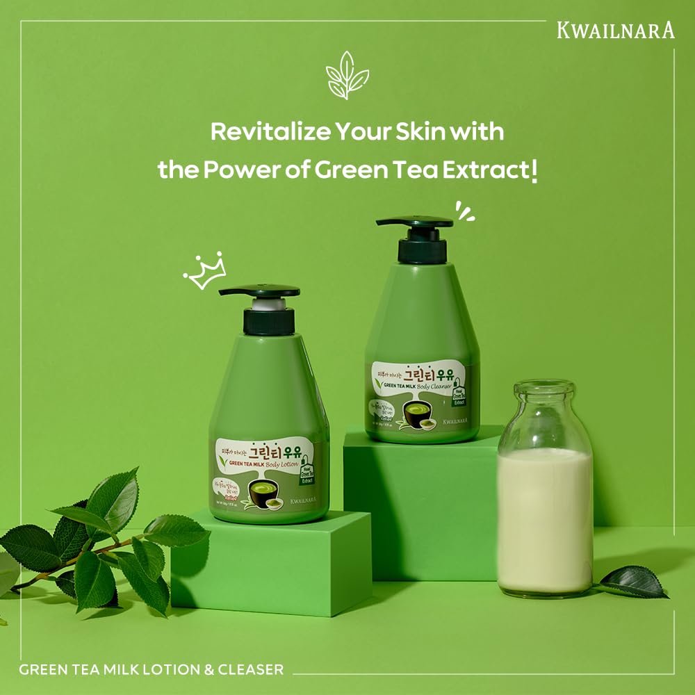 Kwailnara WELCOS Green Tea Milk Lotion – Matcha Korean Body Lotion with Milk Protein & Green Tea Extract