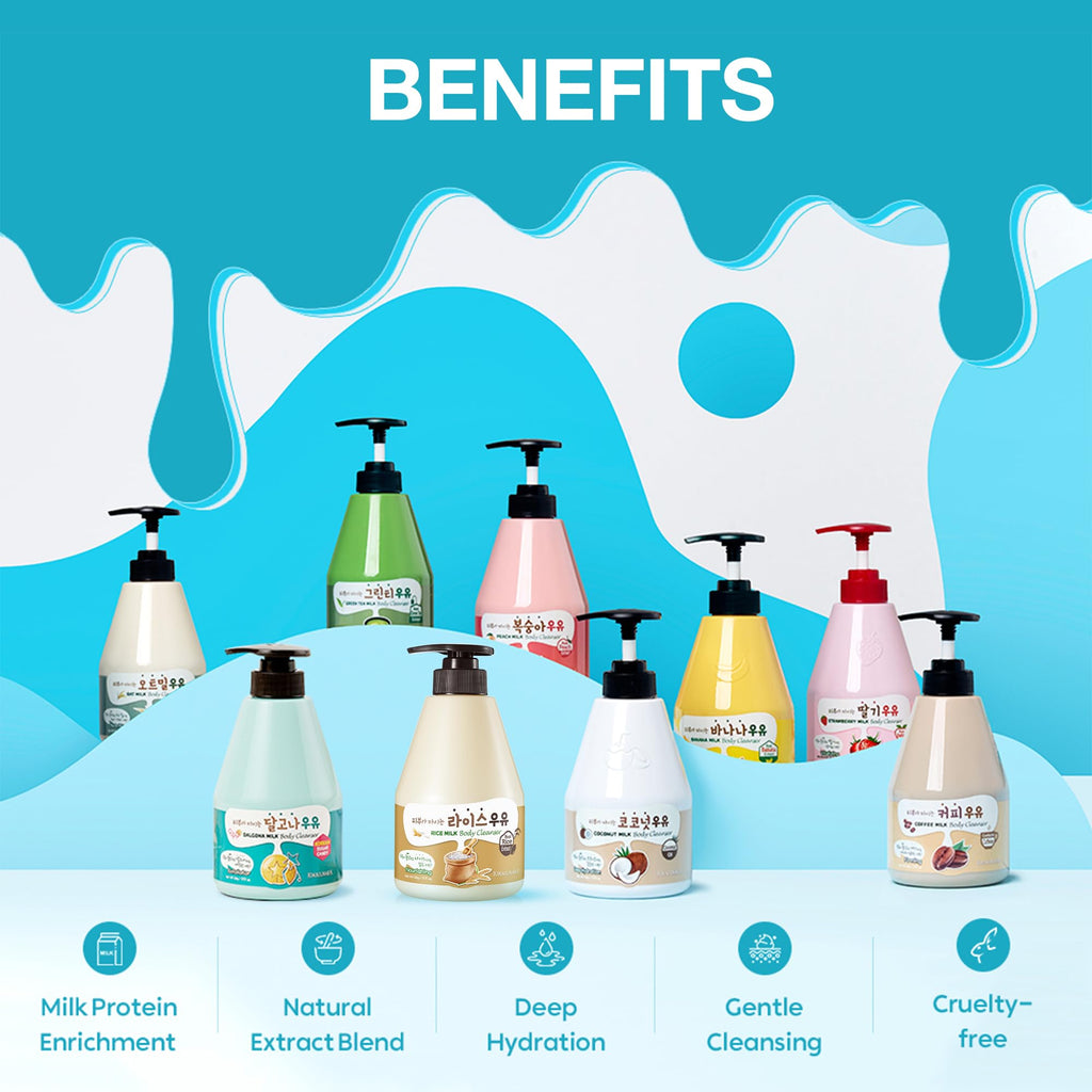 KWAILNARA Rice Milk Body Wash - Brightening, Hydrating Korean Cleanser with Rice Extract, Royal Jelly & Milk Protein | Paraben-Free