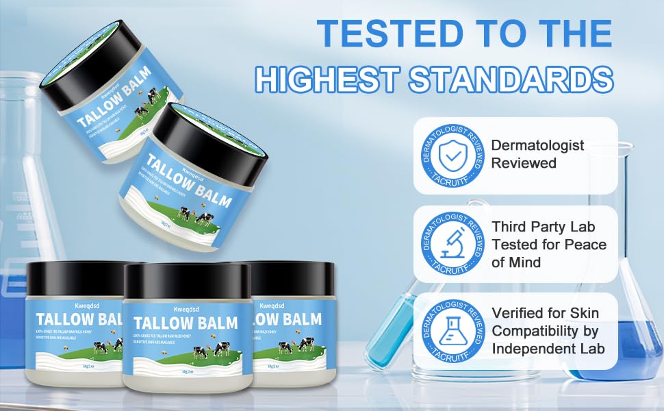 Kweqdsd 5 Pack Organic Grass-Fed Beef Tallow Balm with Raw Honey | Natural Skin Moisturizer