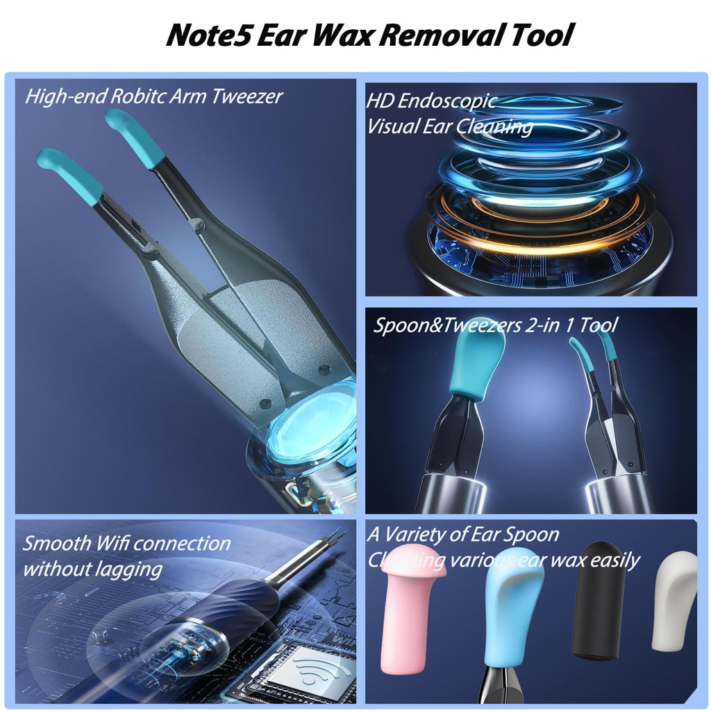 KWYBOW Note5 Ear Wax Removal Kit with Camera – 10MP Otoscope & Real-Time Video
