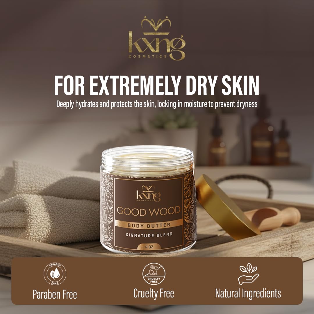 KXNG Cosmetics Organic Shea Body Butter Cream – 4oz | Deep Hydration for Dry Skin