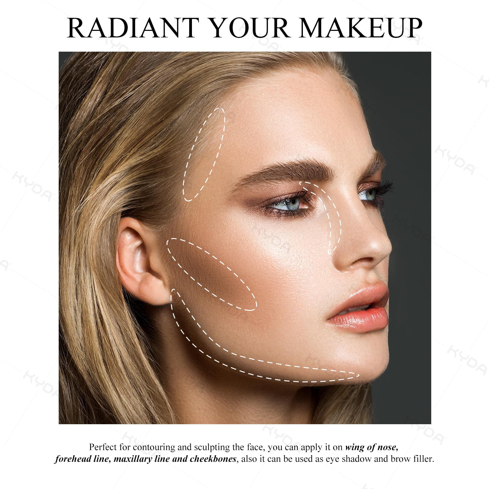KYDA Baked Highlighter Contour Palette – Champagne Glow & Natural Matte Contour