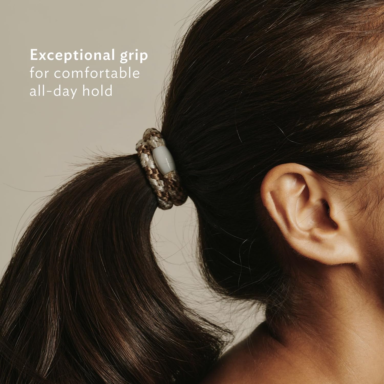 L. Erickson Brown Hair Ties for Thick Hair – 8 Pack, Metallic Bronze, No-Crease, Strong Hold