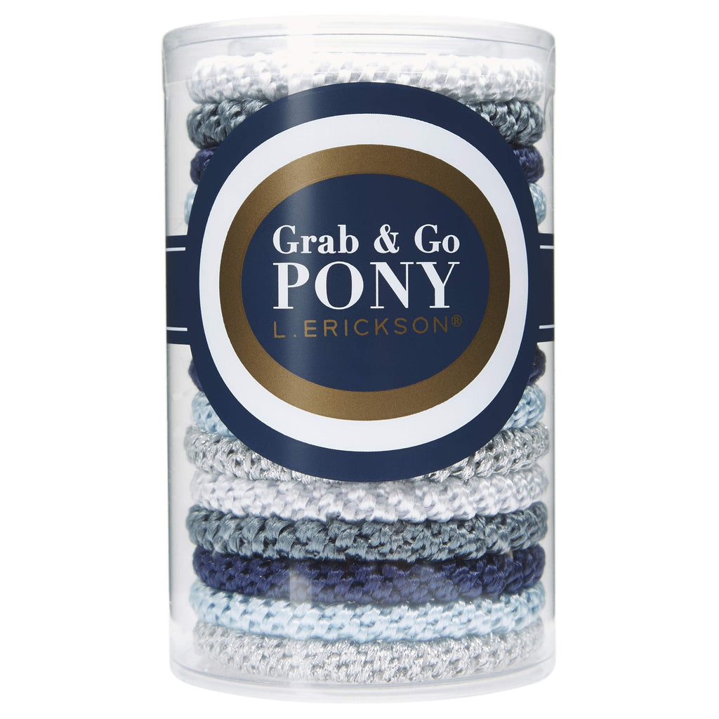 L. Erickson Grab & Go Ponytail Holders Atlantic 15-Pack | Strong Hold, Gentle, Damage-Free