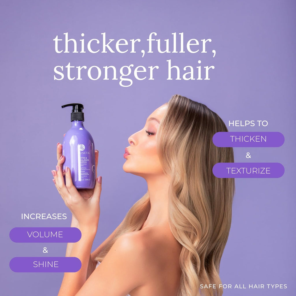 Luseta Biotin Trio Hair Care Set – Moisturizing Shampoo, Conditioner & Serum for Thinning Hair