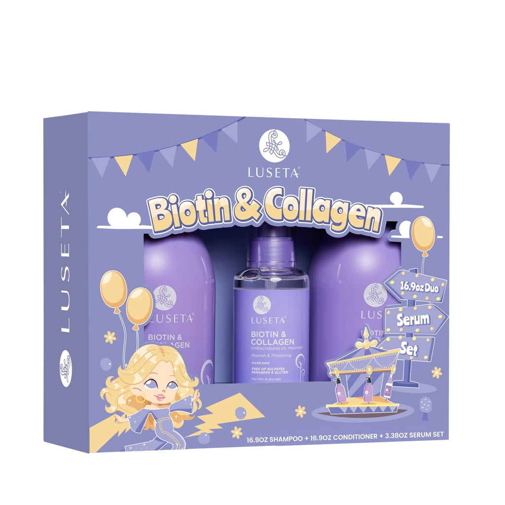 Luseta Biotin Trio Hair Care Set – Moisturizing Shampoo, Conditioner & Serum for Thinning Hair