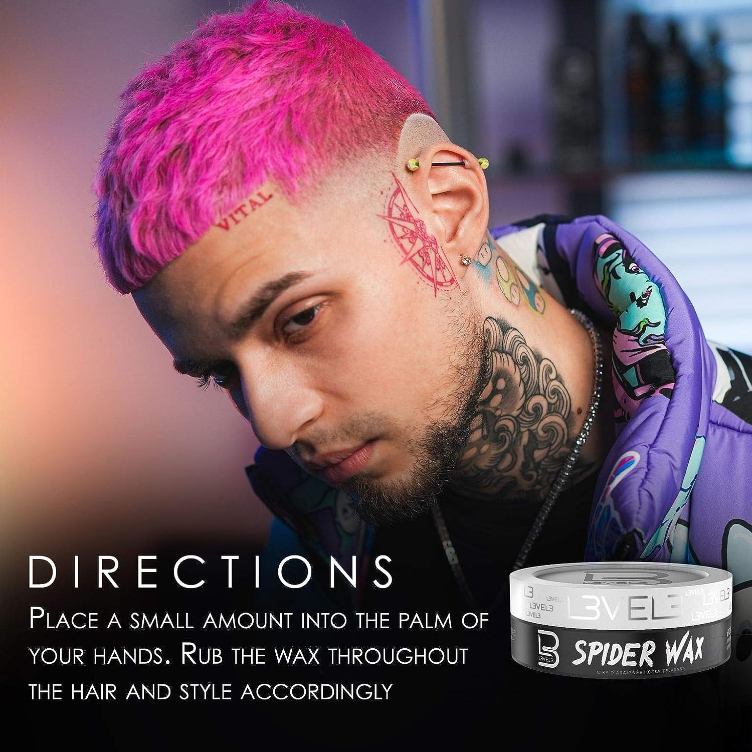 L3 Level 3 Spider Wax – Long-Lasting Hold, Volume & Texture for Men