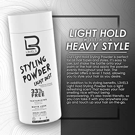 L3 Level 3 Light Hold Styling Powder – Natural Matte Look, Texturizing & Volumizing (2 Pack)