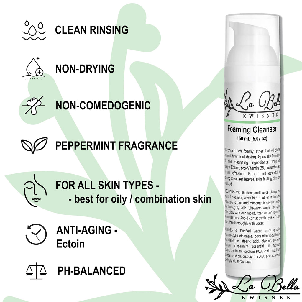 La Bella Kwisnek Foaming Cleanser – Mild Purifying Face Wash with Ectoin & Peppermint Oil