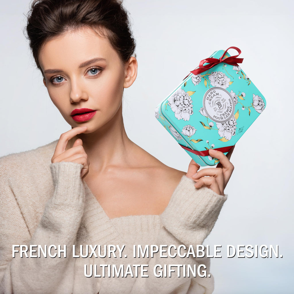 La Chatelaine Hand Cream Trio Tin Gift Set – 3 x 1 oz, Made in France, 20% Organic Shea Butter