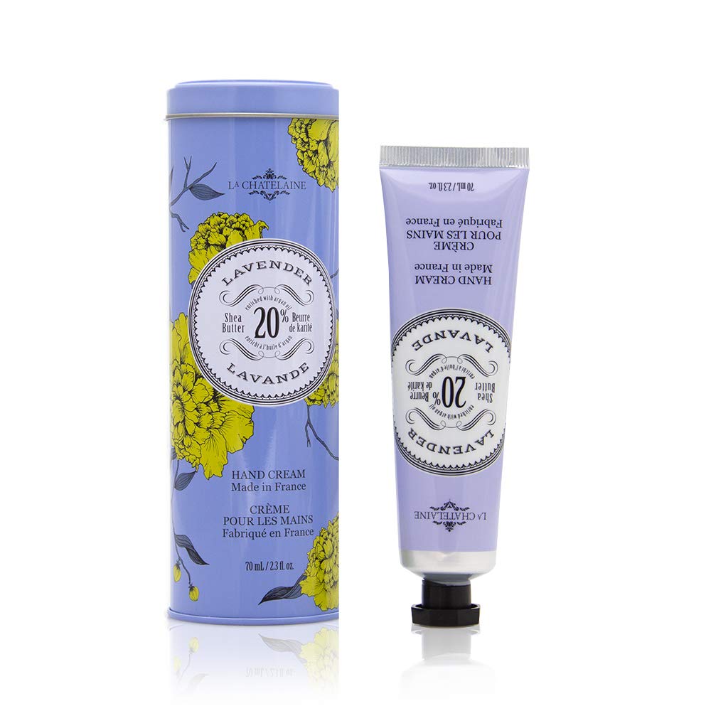 La Chatelaine Shea Butter Hand Cream – Made in France, Organic Shea & Argan, Lavender, 70ml Gift Tin