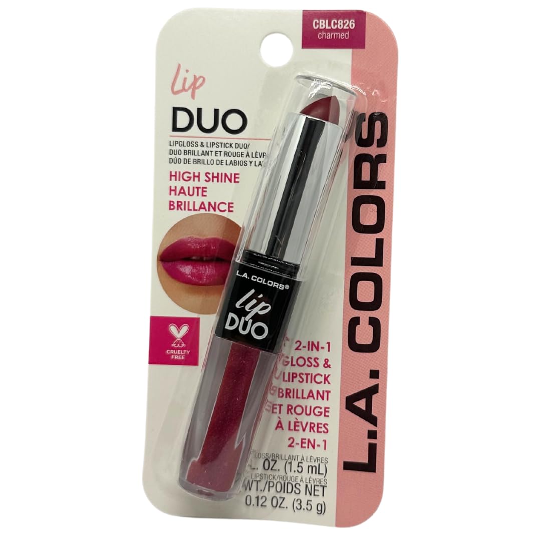 LA Colors Lip Gloss & Lipstick Duo BLC826 Charmed by Unknown – Moisturizing Color & High Shine