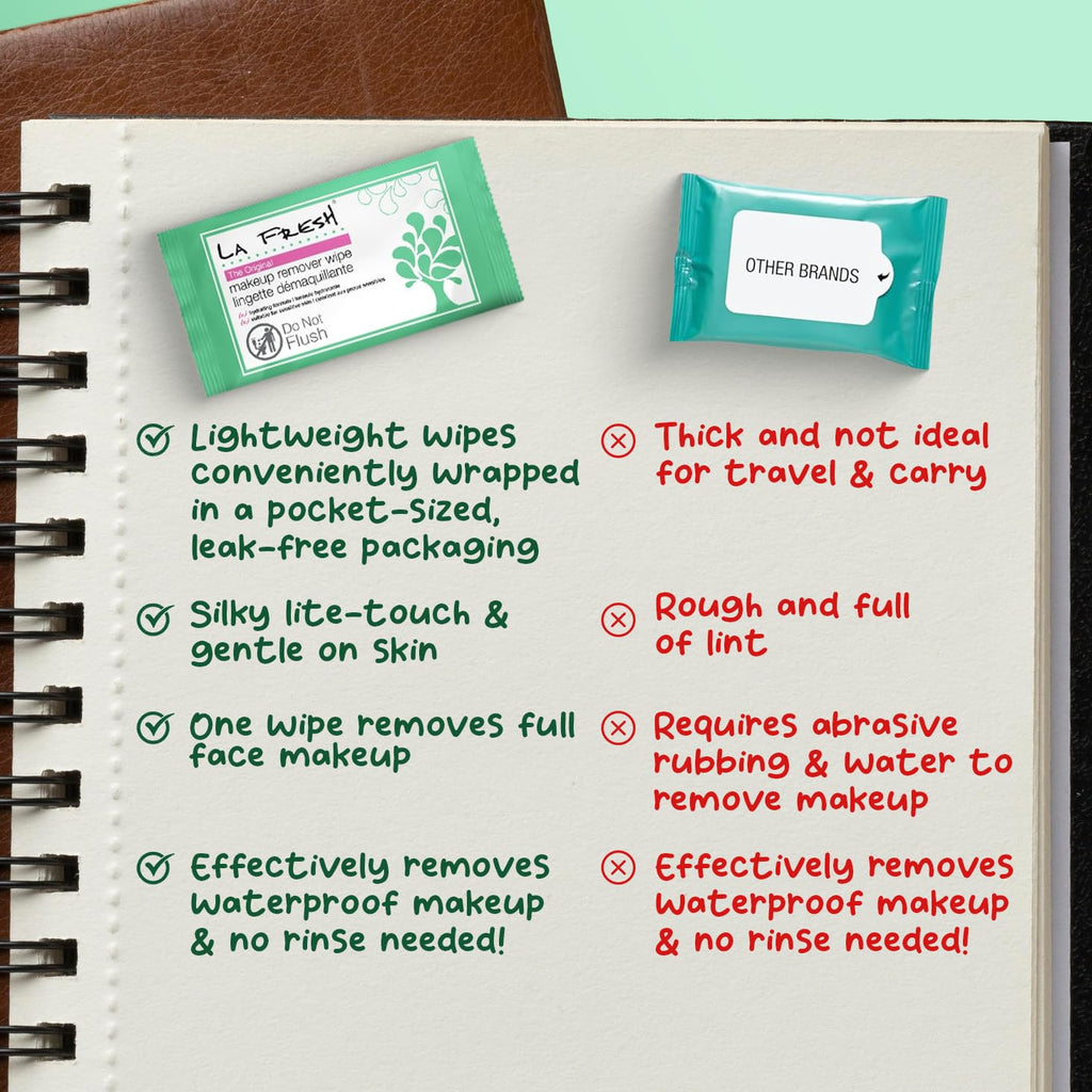 La Fresh Makeup Remover Wipes with Vitamin E – Face Eyes Lips – Travel Case 50ct