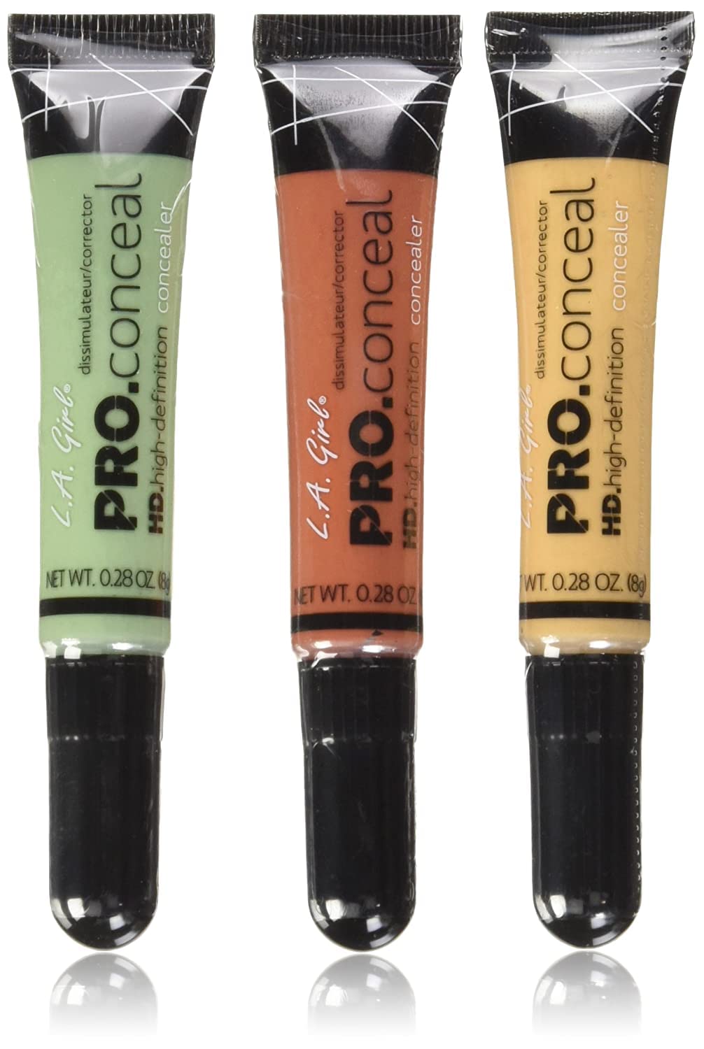 L.A. Girl Pro Conceal Set Orange, Yellow & Green Correctors – 3-Pack (GC990 GC991 GC992-B)