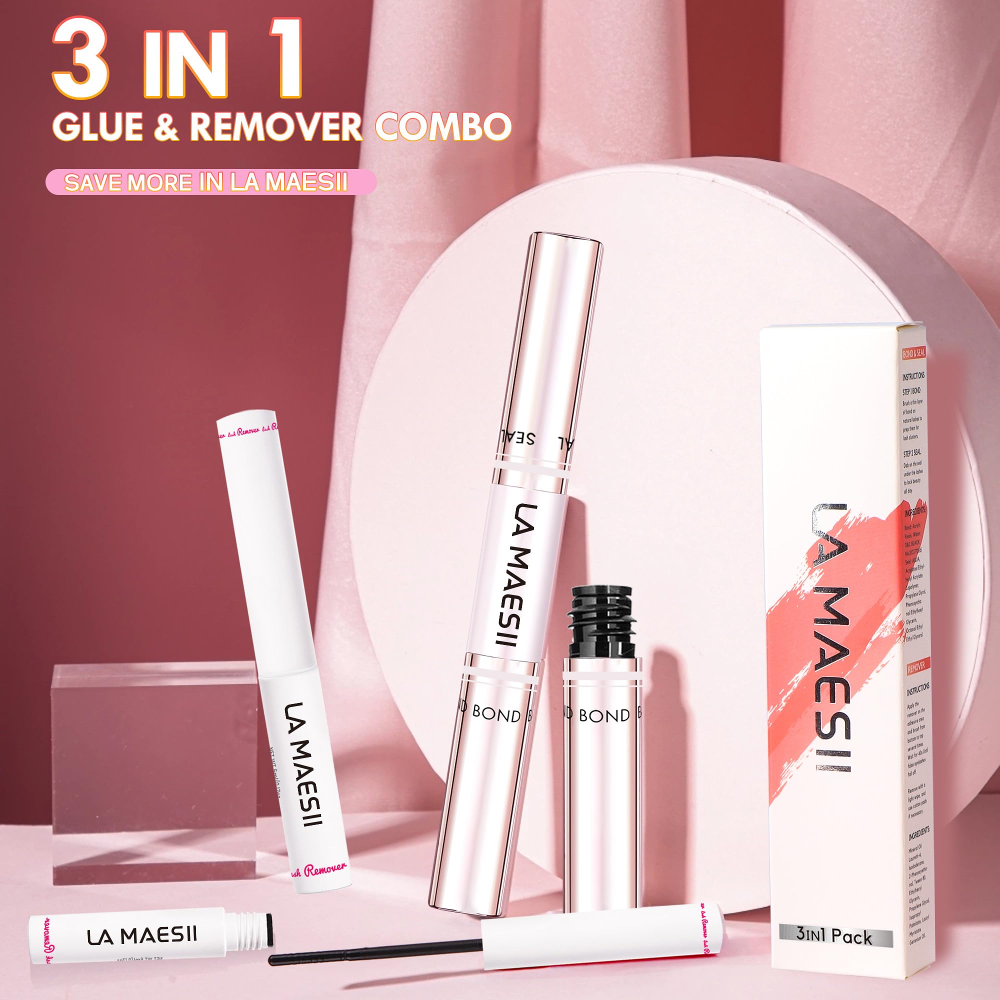 La Maesii Lash Bond & Seal Waterproof Remover – DIY Lash Extension Kit at Home (Pack 2)