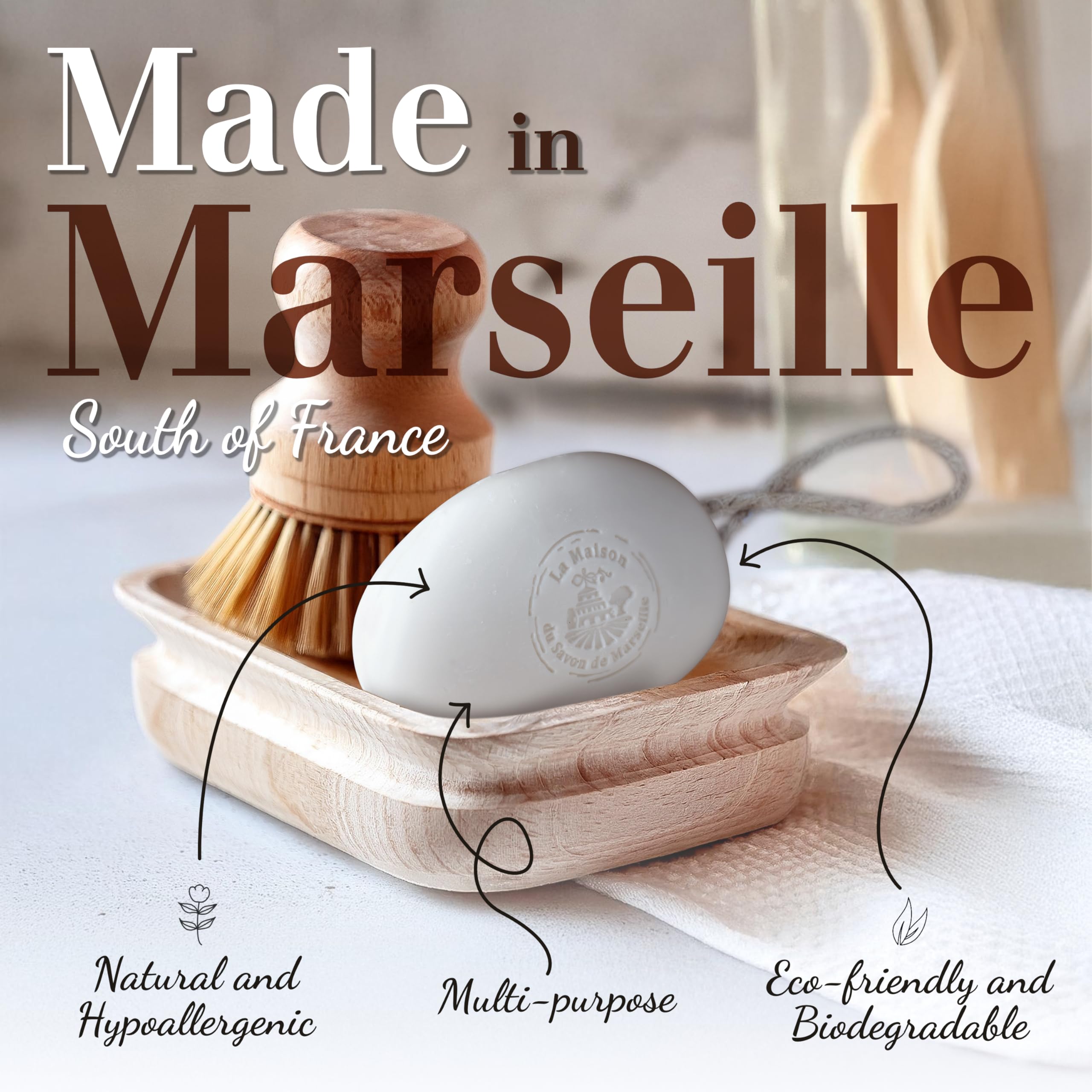 La Maison du Savon de Marseille – French Soap on a Rope Duo | Moisturizing Donkey Milk & Shea Butter Bars