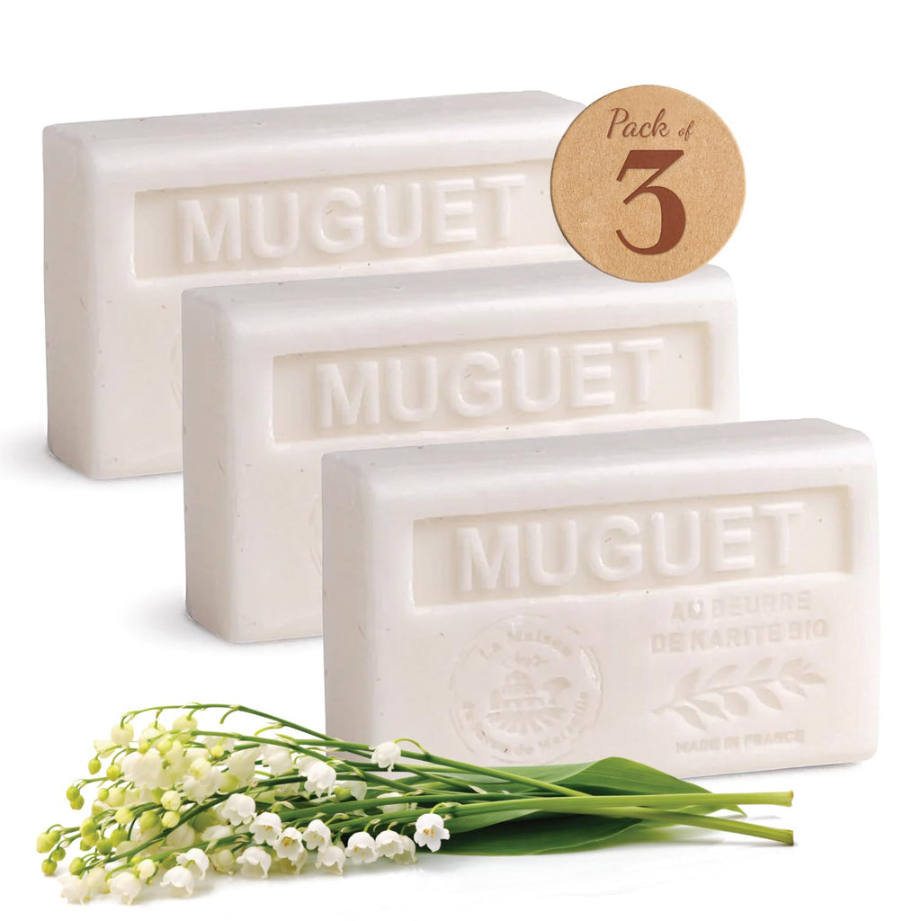 La Maison du Savon de Marseille Lily of the Valley Moisturizing Soap Bar Trio – 3x4.4 oz – Made in Provence