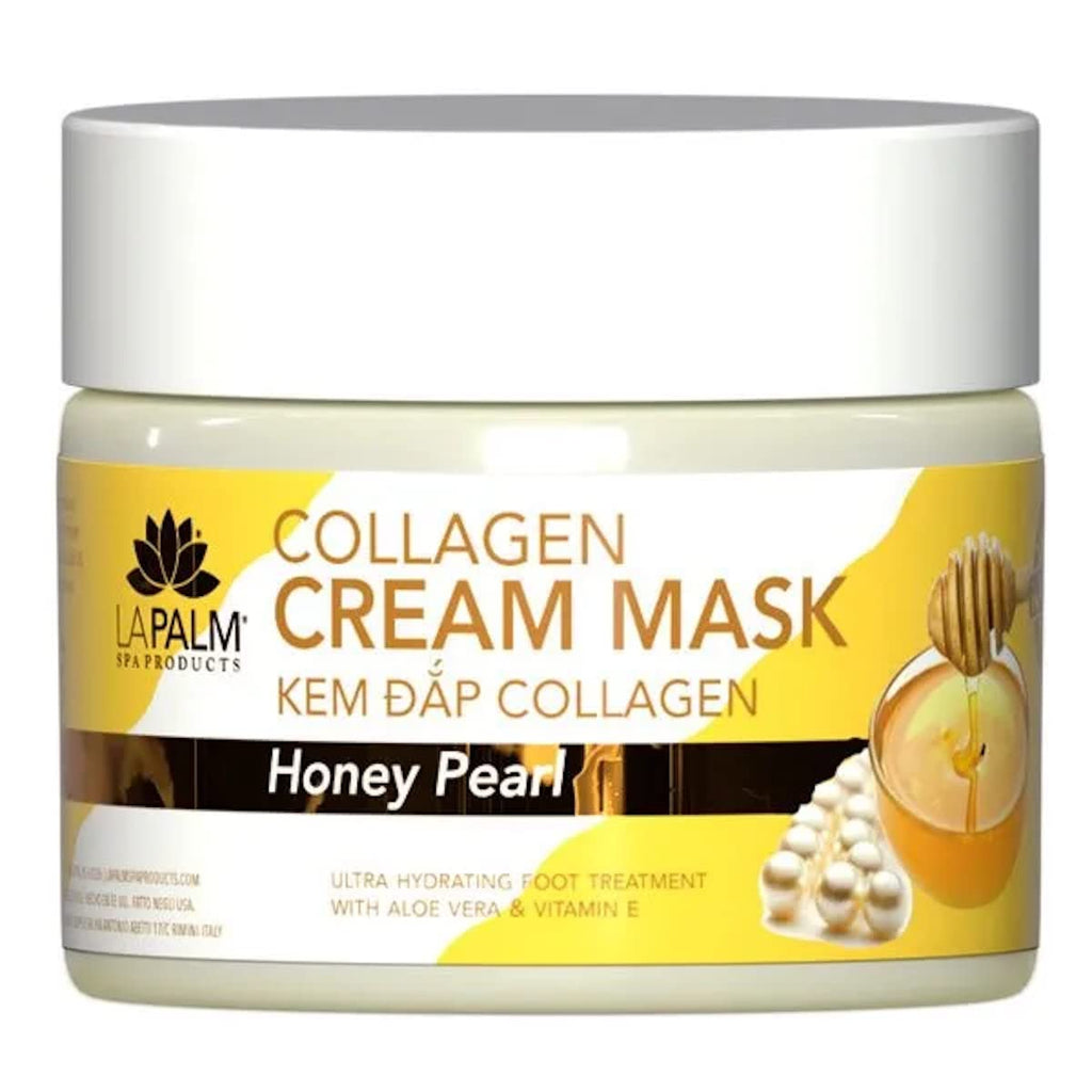 La Palm Spa Collagen Cream Mask Honey Pearl 12oz | Ultra Hydrating Foot Treatment