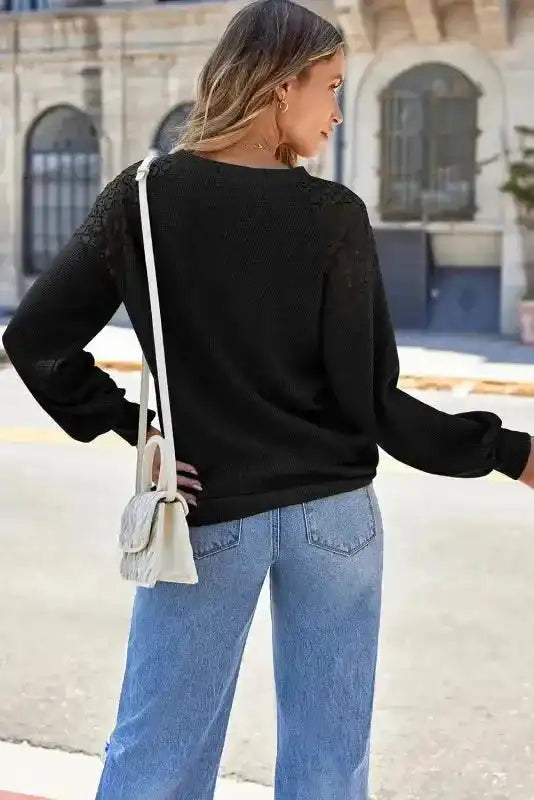 Lace Sleeve Textured Top for Women