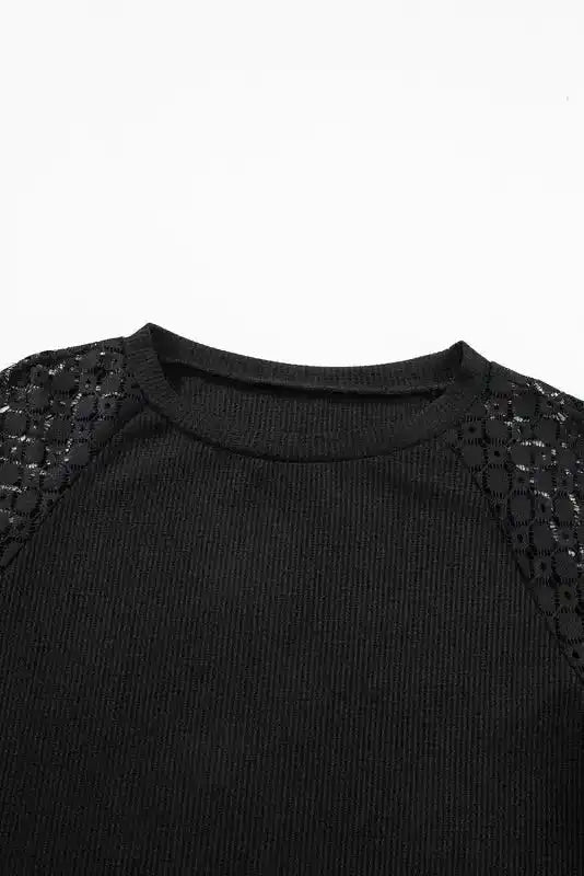 Lace Sleeve Textured Top for Women